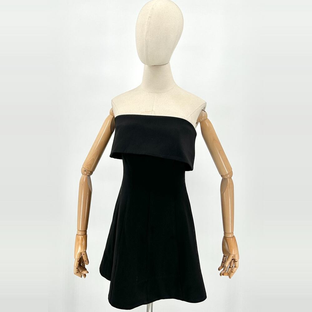 Vintage 90s Rubber Ducky Black Strapless Skater Mini Dress